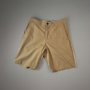 H&M Men's Chino Shorts Beige Cotton Flat Front Pockets Button Zip Casual